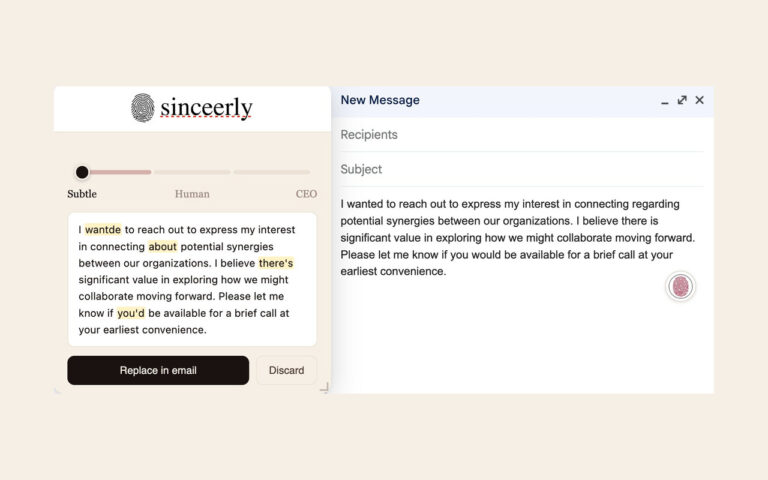 AI e-mail Sinceerly