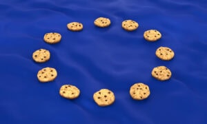 Vlajka Európskej únie vytvorená z cookies
