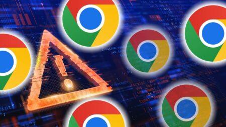 Google Chrome logo s varovaním