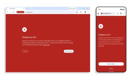 Google Chrome nebezpečná stránka